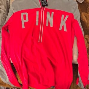 Victoria's Secret PINK Neon Pink and Gray Pullover